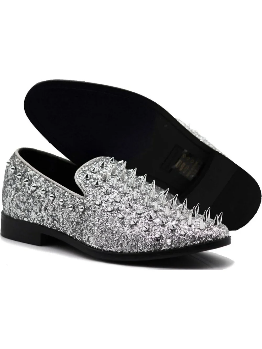 Enzo Romeo Men's Silver Rubber Sole Vintage Loafers Slip On Classic Tuxedo Shoes